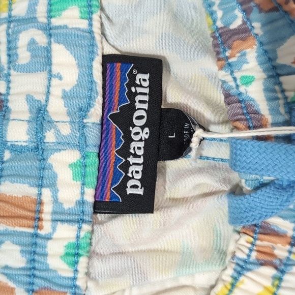 NWT Patagonia Women's Funhoggers Pants Size‎ L Thriving Planet Lago Blu - Picture 4 of 5